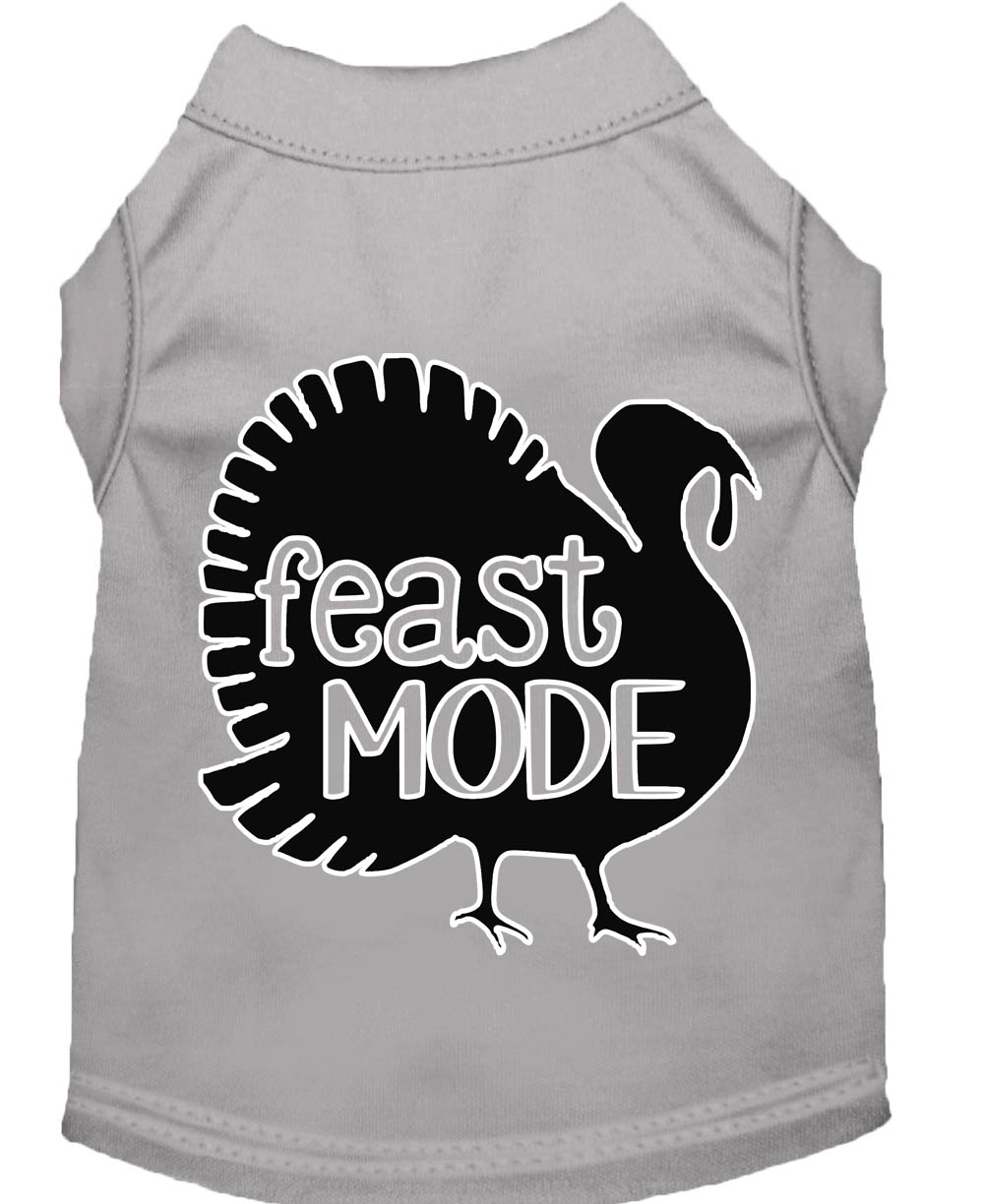 Feast Mode Screen Print Dog Shirt Grey Lg